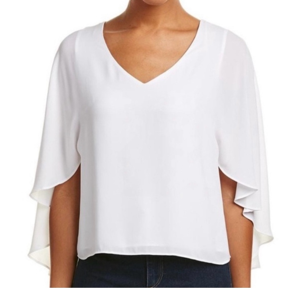 BCBGMaxAzria White V-Neck Blouse